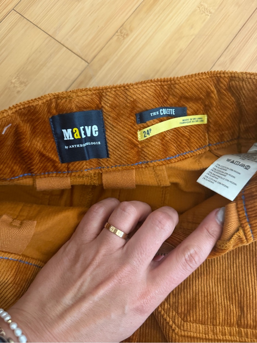 Anthropologie Maeve The Colette Corduroy Crop Wide-Leg Pants size 24 - Picture 3 of 11